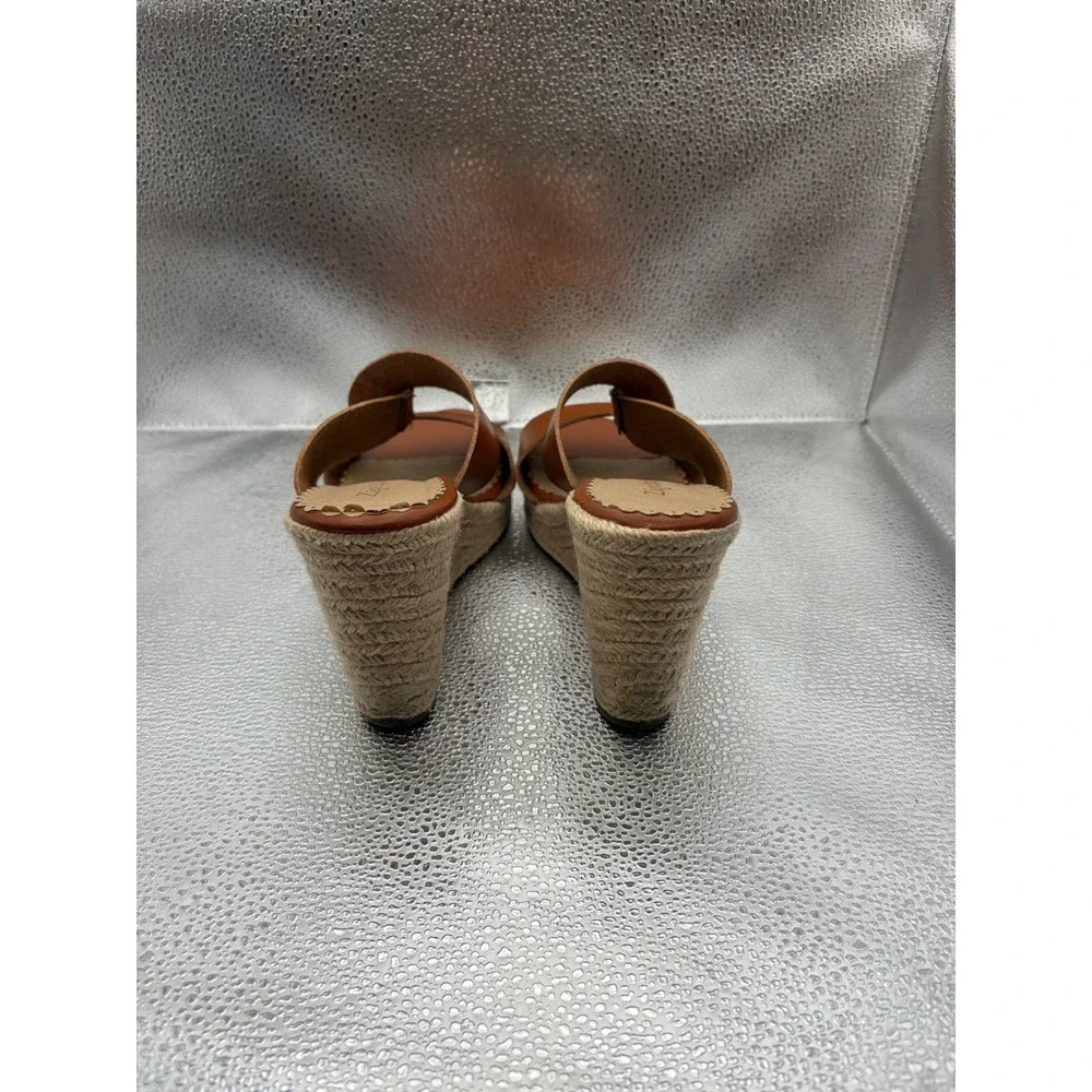 Zigi Soho Magee Cognac Brown Espadrille Wedge Sandals Women Size 8 Slip On Slide